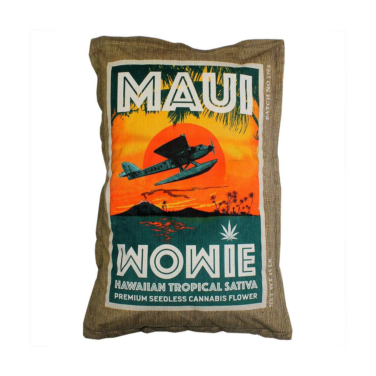 Maui Wowie Burlap Bale Sack of Weed Pillowcase