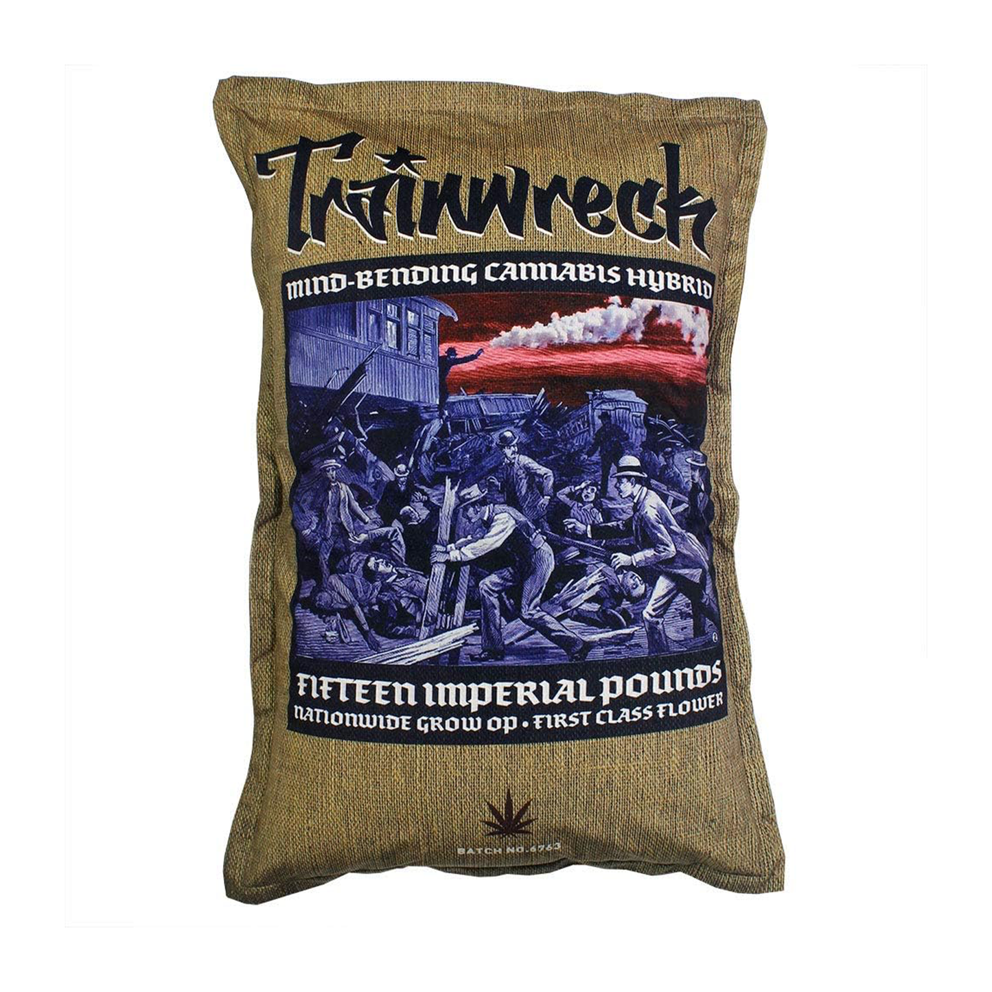 Trainwreck Burlap Bale Sack of Weed Pillowcase