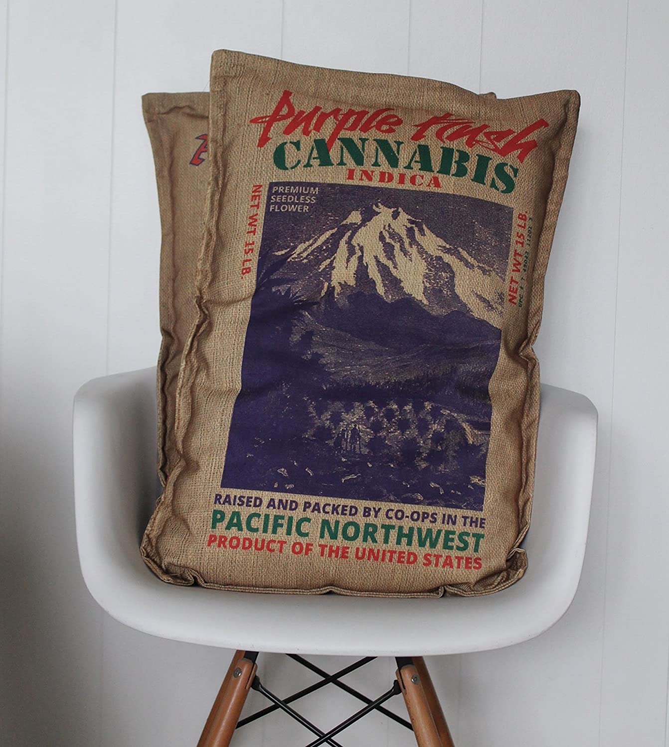 Purple Kush Burlap Bale Sack of Weed Pillowcase