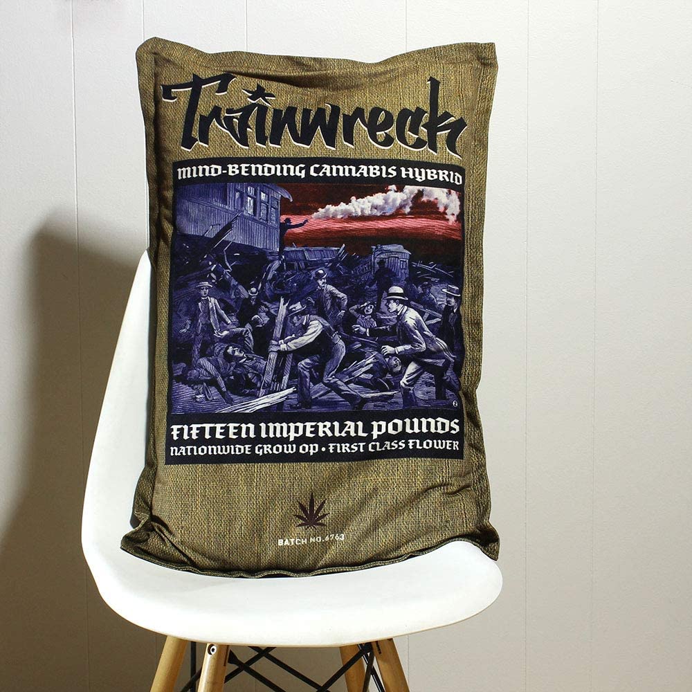 Trainwreck Burlap Bale Sack of Weed Pillowcase