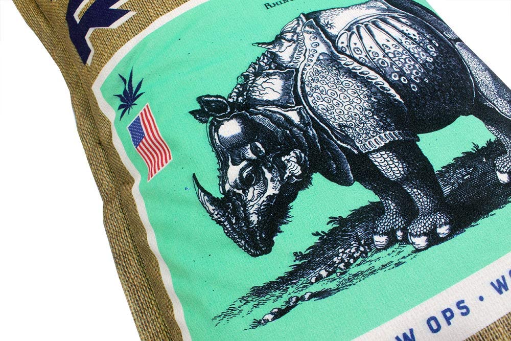 White Rhino Burlap Bale Sack of Weed Pillowcase