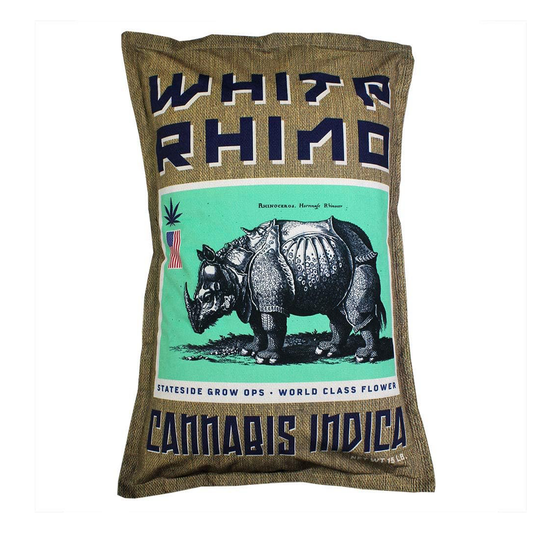 White Rhino Burlap Bale Sack of Weed Pillowcase
