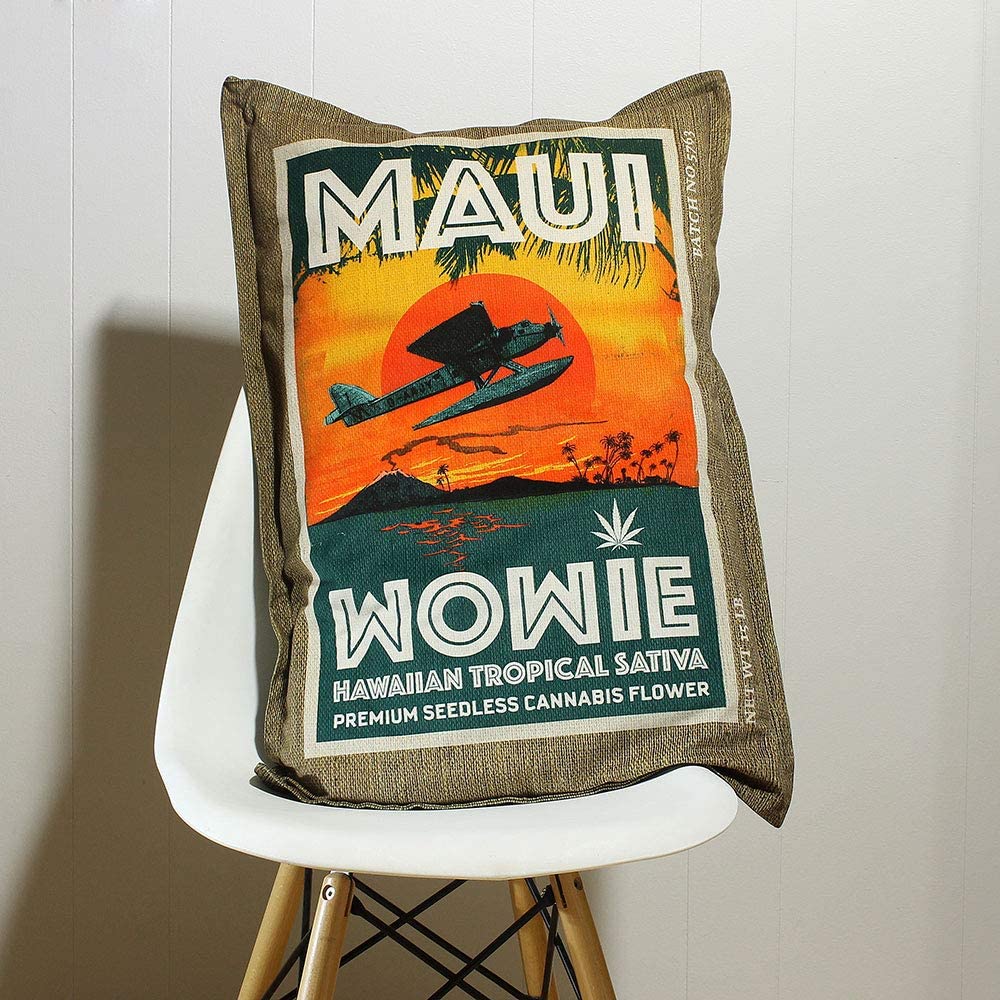 Maui Wowie Burlap Bale Sack of Weed Pillowcase