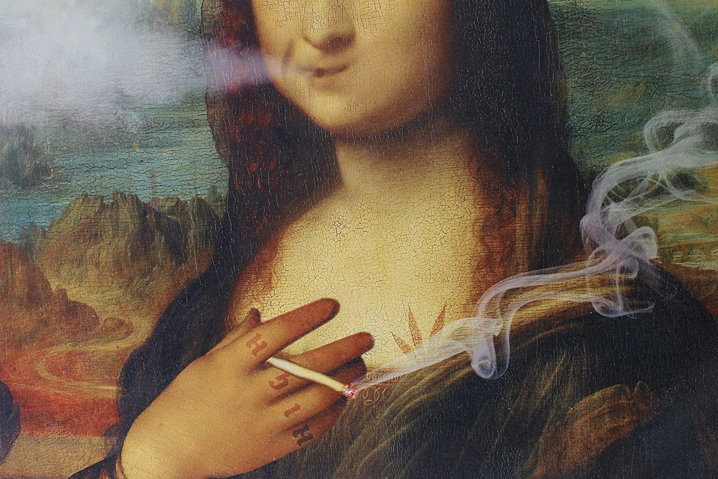 mona lisa tobacco & gifts Smoking Joint Wall Art Decor Framed Print | 24x36 Poster Today it is one of the most famous paintings in the world Kamelah - MONALISA / DA