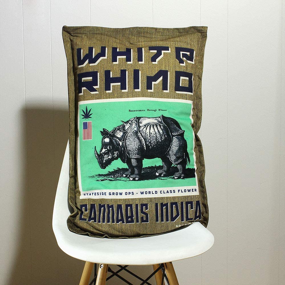 White Rhino Burlap Bale Sack of Weed Pillowcase